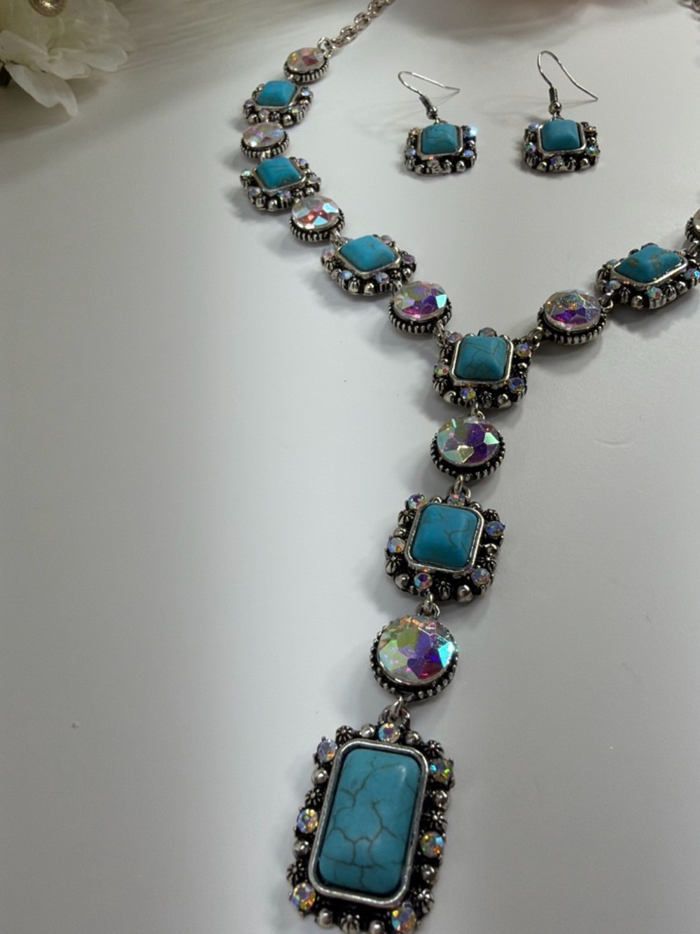 Turquoise Statement Necklace & Earrings Set - Women Jewelry